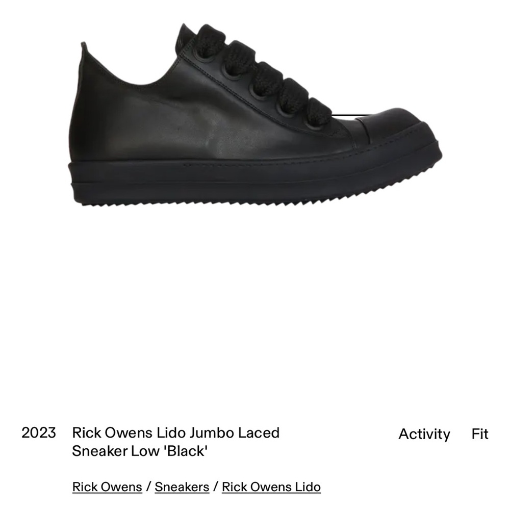 Rick Owen’s all black low sneakers with box size 38